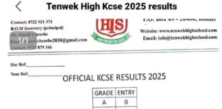 Tenwek High School 2025 KCSE Result